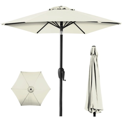 Outdoor Market Patio Umbrella w/ Push Button Tilt, Crank Lift - Lot 8564