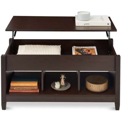 Multifunctional Lift Top Coffee Table w/ Hidden Storage, 3 Cubbies - Lot 8606