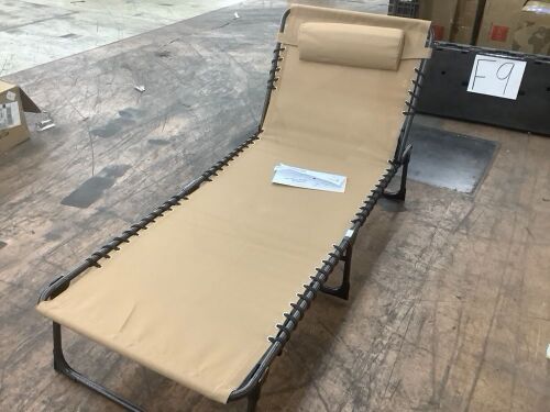 Portable Patio Chaise Lounge Chair Outdoor Recliner w/ Pillow - Torn Support Rope  - Lot 397