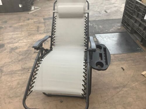 Set of 2 Adjustable Zero Gravity Patio Chair Recliners w/ Cup Holders - Scratches on Arms - Lot 234