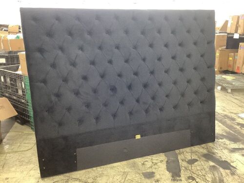 Black Velvet Tufted Nora Queen Headboard  - Lot 169
