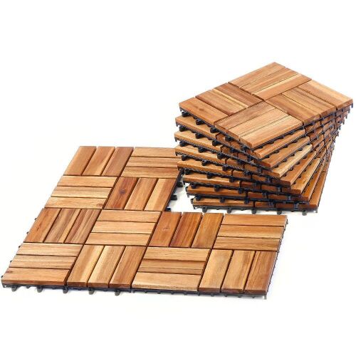 A9 Furni Interlocking Acacia Wood Patio Tiles, 10 pc - Lot 616