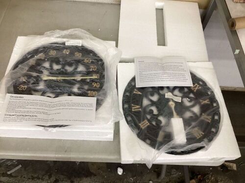 Lily's Home 13.5" Poly Resin Clock & Thermometer Set  - Lot 633