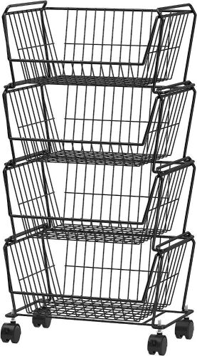 PUSDON 4-Tier Stackable Metal Storage Baskets - Lot 621