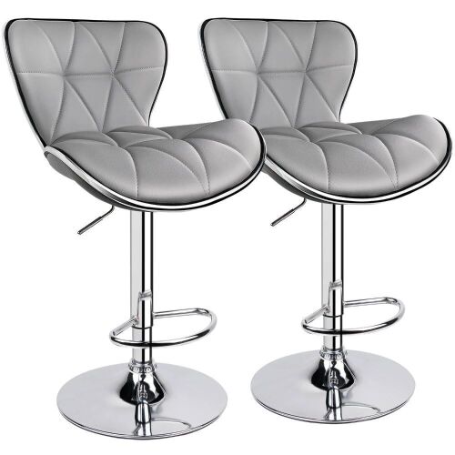 Modern Shell Back Adjustable Swivel Bar Stool, Set of 2  - Lot 531