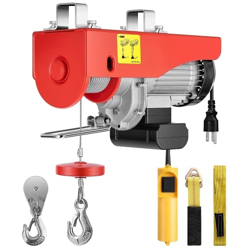 VIVOHOME 110V 1320 Lbs Lift Electric Hoist, Electric Winch, Garage Ceiling Crane Overhead, Zinc-Plated Steel Wire Hoist for Garage, Warehouses, Factories Lifting with Emergency Stop Switch - Lot 8183