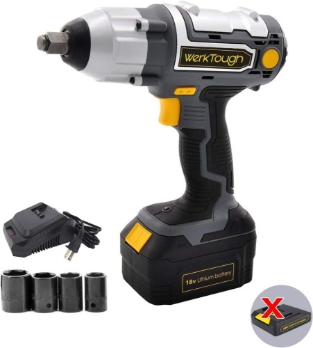 Uniteco 18V IW03 Cordless Impact Wrench Lion battery 1/2” Electric Impact Wrench Battery Charger Included - Lot 8184