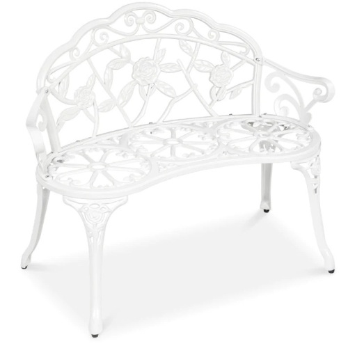 Steel Garden Bench Outdoor Patio Furniture w/ Floral Rose Accent - 39in - Lot 8724