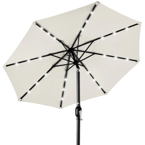 Solar LED Lighted Patio Umbrella w/ Tilt Adjustment, UV-Resistance - 10ft - Lot 8916