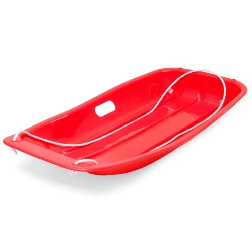 Kids Outdoor Plastic Toboggan Snow Sled Board w/ Pull Rope, Handles - 35in - Lot 8997