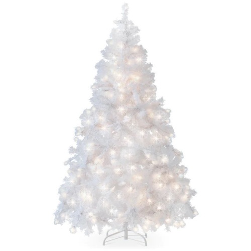 6ft Pre-Lit Hinged Artificial Pine Christmas Tree w/ 250 Lights, Stand   - Lot 9007