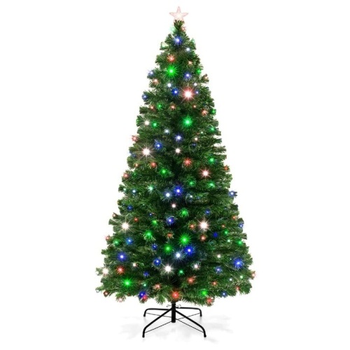 Pre-Lit Fiber Optic Pine Christmas Tree w/ Multicolor & LED Lights - Lot 9008