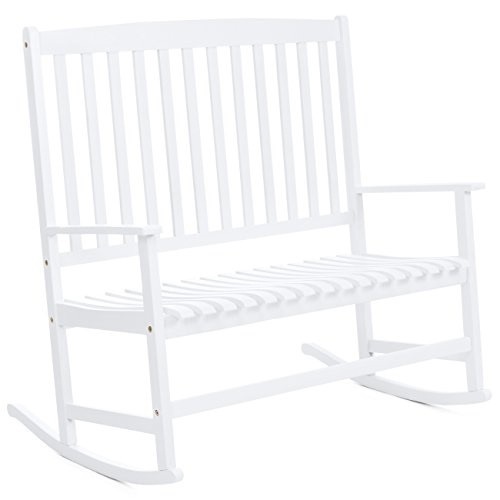 2-Person Classic Wooden Rocking Chair Bench w/ Contoured Seat  - Lot 272