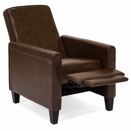 Modern Sleek Upholstered Faux Leather Padded Executive Recliner Club Chair w/ Leg Rest   - Lot 519