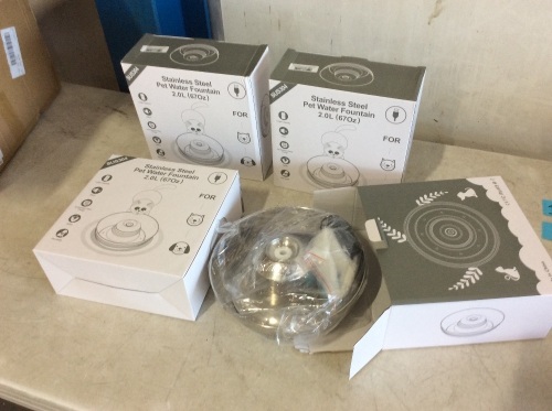 Lot of (4) New Stainless Steel Pet Water Fountains - Lot 1019
