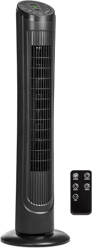 Portable Quiet Oscillating Standing Floor Tower Fan w/ 3 Speeds, 3 Modes, 7.5 Hour Timer, and Remote Control  - Lot 600