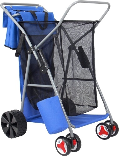 Deluxe Folding Beach Cart w/Removable Utility Bag, All-Terrain Rear Wheels   - Lot 353