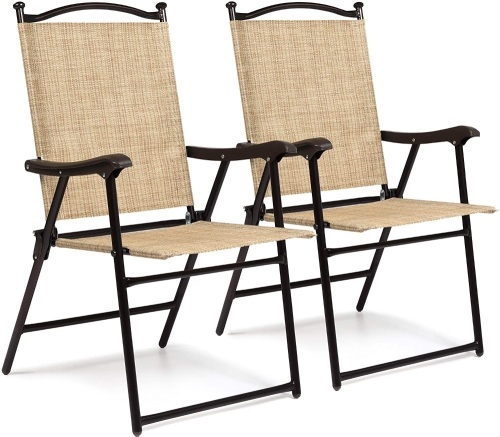 Outdoor Mesh Fabric Folding Sling Back Chairs, Set of 2  - Lot 321