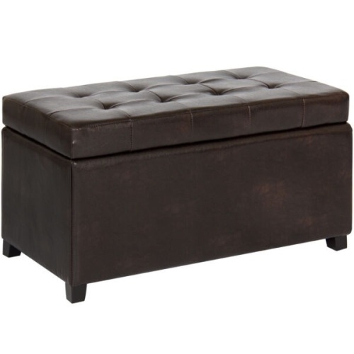 Leather Storage Ottoman Bench  - Lot 341