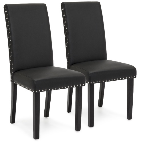 Studded Faux Leather Parsons Dining Chairs, Set of 2   - Lot 290