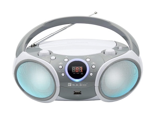 Singing Wood Portable CD Boombox with Bluetooth, USB, MP3, AM/FM, Aux-Input  - Lot 1185