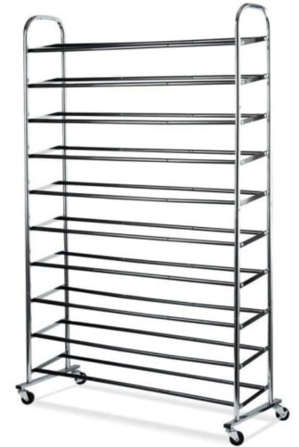 Home It 50-Pair Chrome Shoe Rack Organizer With Wheels  - Lot 641