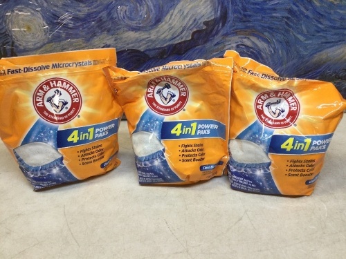Lot of (3) Arm & Hammer 4-in-1 Laundry Detergent Power Paks, 97 ct - Lot 346