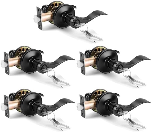 Gobrico Same Keyed Door Locksets, Entrance Door Levers, 5 Pack   - Lot 925