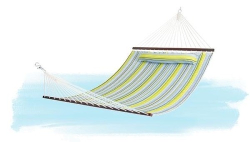 2-Person Indoor Outdoor Brazilian-Style Cotton Double Hammock Bed w/Carrying Bag, Steel Stand - Lot 1191