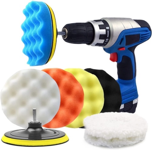 Lot of (6) POLIWELL 6 Inch Car Polishing & Buffing Sponge Pads Kit Wool Bonnet Pads for Household Electric Drill  - Lot 933