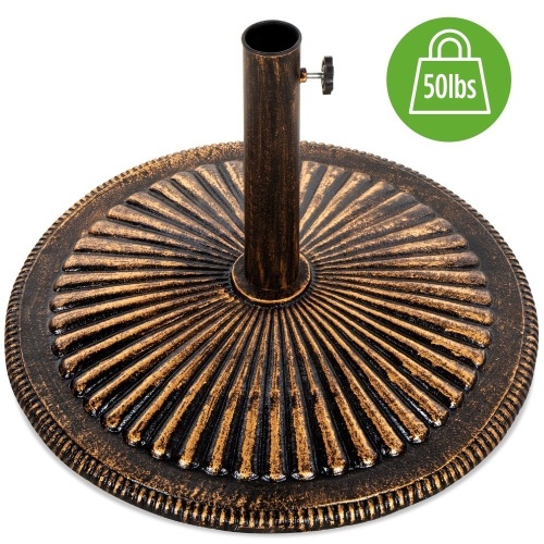50lb Round Heavy-Duty Cast Iron Rustic Patio Umbrella Base Stand - Lot 1042