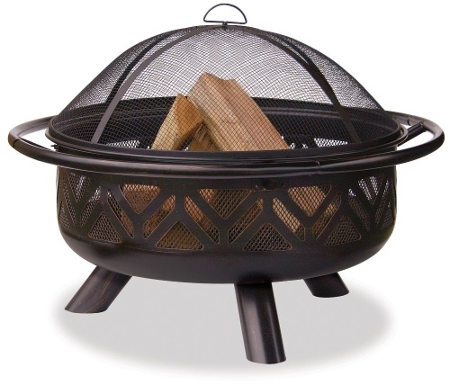 30-in Round Outdoor Fire Pit with Geometric Design - Lot 443