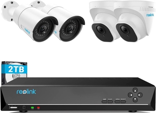 REOLINK 8CH 5MP Home Security Camera System, 4pcs Wired Outdoor PoE IP Cameras, 8MP NVR with 2TB HDD for 24-7 Recording, RLK8-520B2D2  - Lot 22