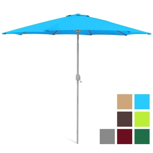 9ft Outdoor Market Patio Umbrella w/ Crank Tilt, Wind Vent, 1.5in Diameter Pole - Lot 1013