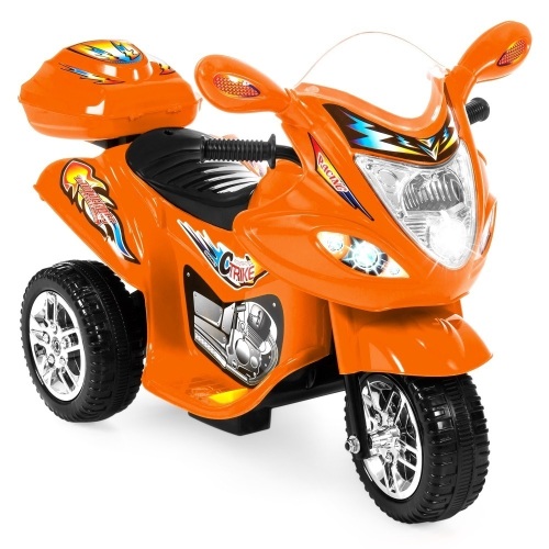 6V Battery Powered 3-Wheel Motorcycle Ride On Toy w/ LED Lights, Music, Horn, Storage - Lot 522