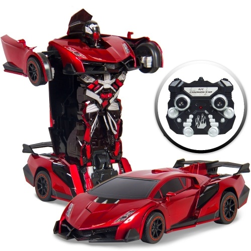 1:16 Scale Transforming Remote Control Robot Drifting Race Car Toy w/ LED Lights  - Lot 622