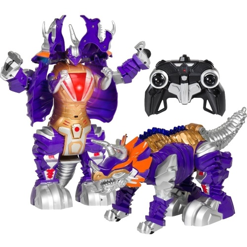 Kids Transformer Remote Control Robot Dinosaur Car w/ USB Charger, Lights, and Sounds - Lot 1408