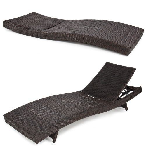 Outdoor Patio Furniture Wicker Rattan Adjustable Pool Chaise Lounge Chair - Lot 334
