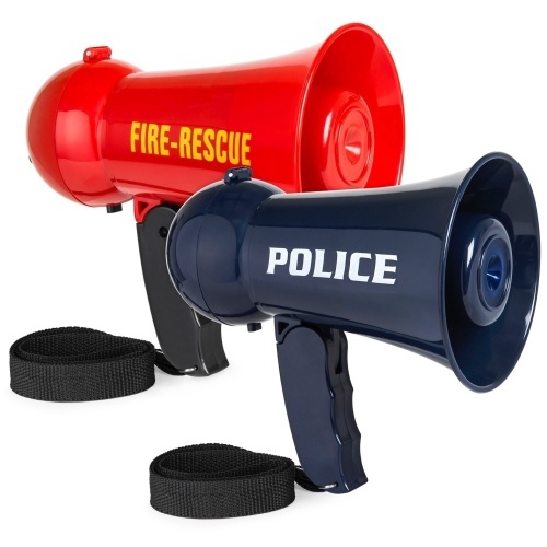 Lot of (2) Pretend Play Fire and Police Megaphone Toy Set w/ Siren, Volume Control  - Lot 820