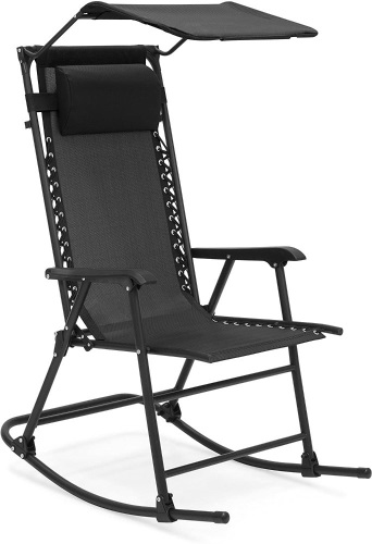 Foldable Zero Gravity Rocking Patio Chair w/ Sunshade Canopy - Lot 865
