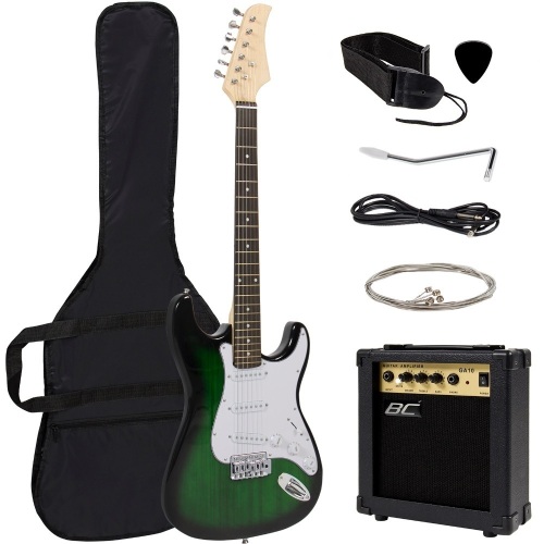 39in Full Size Beginner Electric Guitar Starter Kit with Case, Strap, Amp, Whammy Bar - Lot 1180