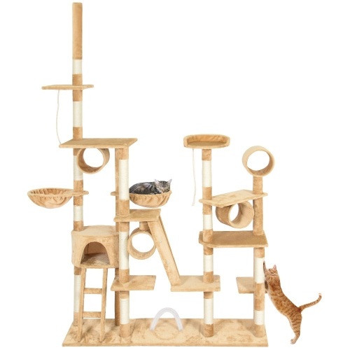 96in Multi-Level Cat Tree Scratcher Condo Palace Play Furniture w/ Cubbies, Ropes  - Lot 106