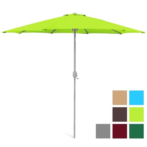 9ft Outdoor Market Patio Umbrella w/ Crank Tilt, Wind Vent, 1.5in Diameter Pole - Lot 803