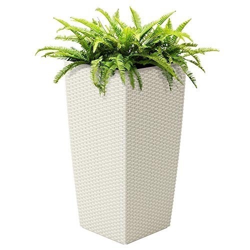 11x11-inch Self-Watering Mobile Wicker Design Planter for Indoor Outdoor - Lot 859