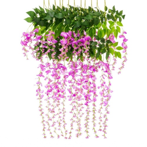 12-Pack 3.6ft Artificial Silk Wisteria Vine Hanging Flower Rattan Decor - Lot 1177