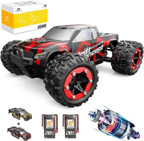 DEERC 300E 60KM/H High Speed Brushless Remote Control Car 4WD 1:18 Scale Monster Truck with Extra Shell - Lot 180