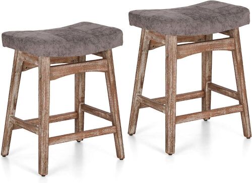 MAISON ARTS Counter Height Bar Stools with Fabric Saddle Seat, 24", Set of 2  - Lot 288
