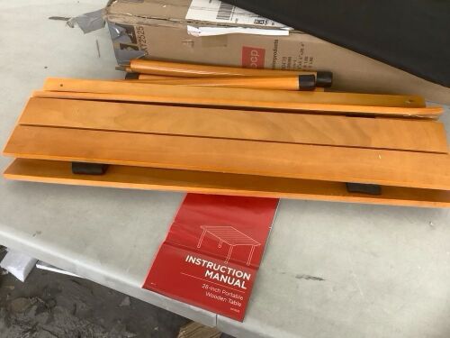 Foldable Indoor Outdoor Wooden Table w/ Carrying Case, 28x28in - Damaged Pieces  - Lot 576a