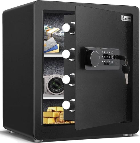 Kavey 2.0 Cub Home Safe with Dual Warning Alarm and LED Ligh, Digital Touch Screen Keypad and Removable Shelf - Dented Corner  - Lot 585