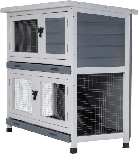 2 Story Solid Wood Rabbit Hutch with 2 Large Main Rooms - Lot 679